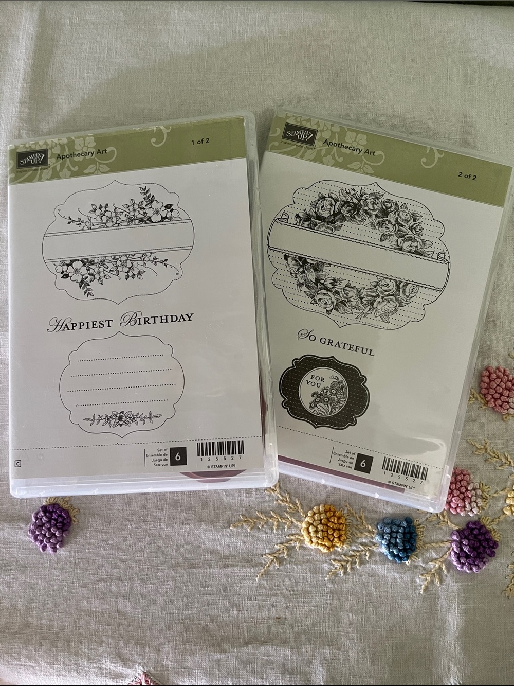Stampin’ Up! Apothecary Art Clear Stamp Set Complete 2 Case Floral Labels